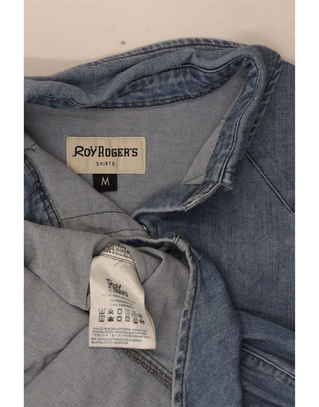 Roy Rogers Camisa vaquera para mujer Reino Unido 12 Algodón azul medio