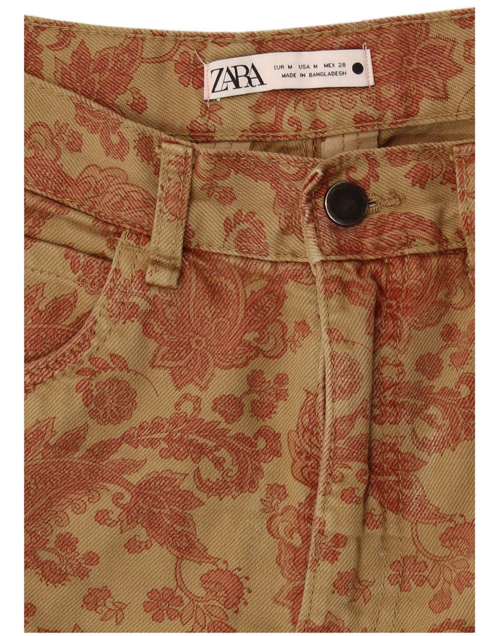 Zara Mujer Pantalones Casuales De Corte Suelto Mediano W28 L30 Marrón Paisley