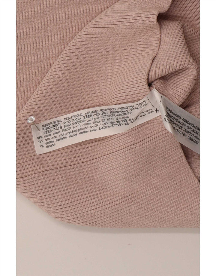 Zara Top Corto De Un Hombro Para Mujer UK 8 Small Viscosa Rosa
