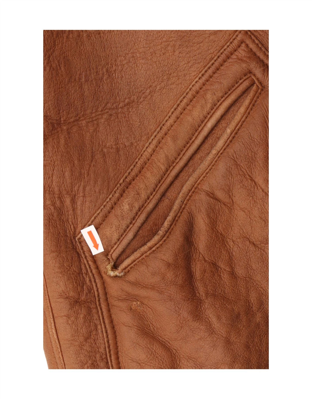 Vintage hombres shearling chaqueta Reino Unido 38 cuero marrón medio clásico