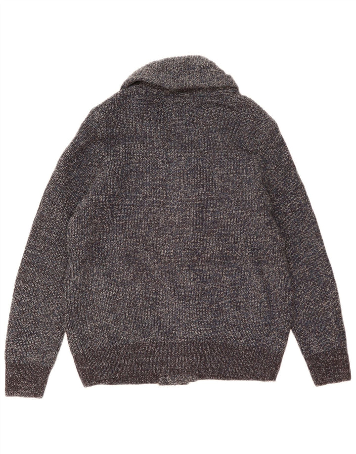 Marks & Spencer Suéter tipo cárdigan para hombre de lana moteada en azul medio
