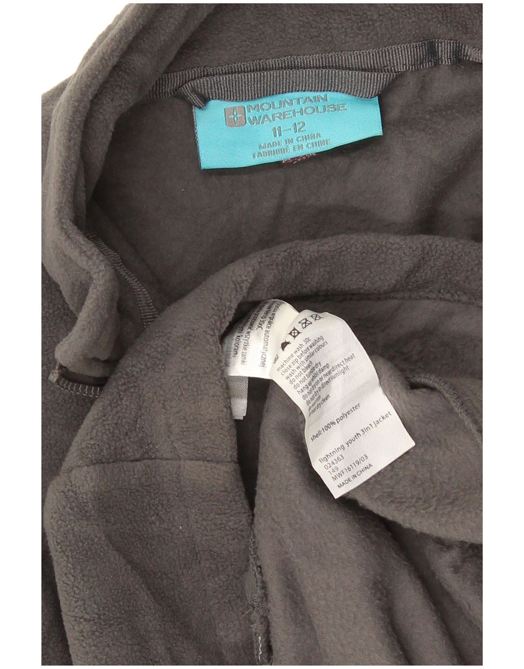Mountain Warehouse Chaqueta polar con forro para niña 11-12 años Poliéster gris