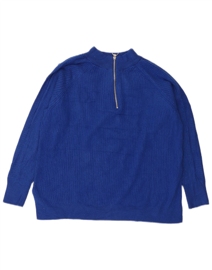 Marks & Spencer Jersey con cuello y cremallera para mujer UK 46 Viscosa azul grande