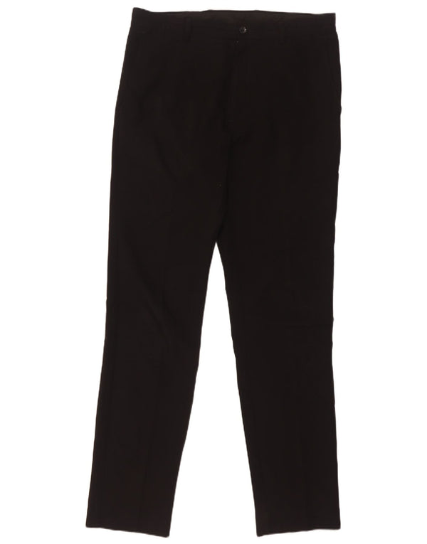 Marks & Spencer Pantalones casuales ajustados para hombre W33 L32 Poliéster negro
