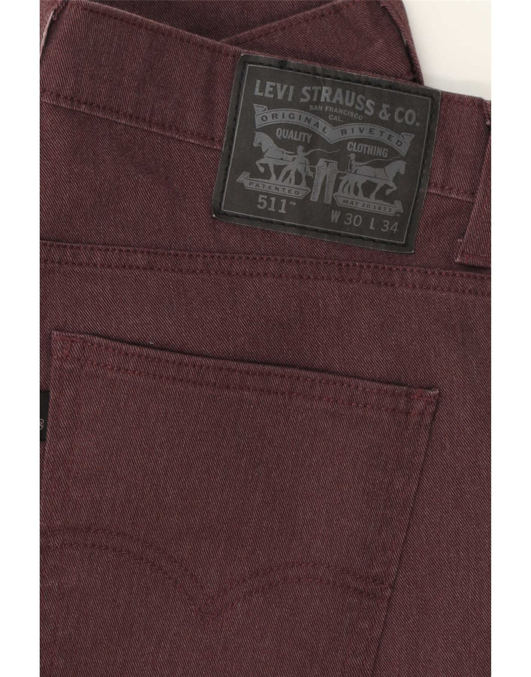 Levi's Mens 511 Slim Jeans W30 L30 Algodón Borgoña