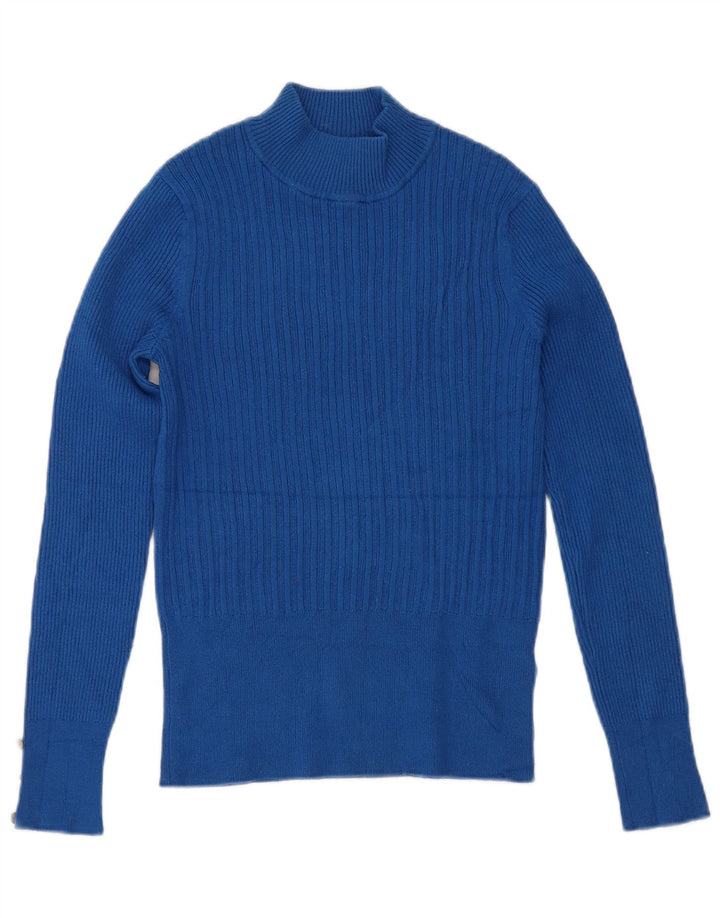 Marks & Spencer Jersey con Cuello Alto para Mujer UK 10 Small Viscosa Azul