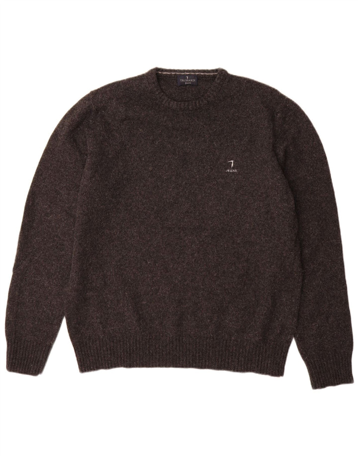 Jersey Hombre Trussardi Jeans Cuello Redondo Lana Gris Grande