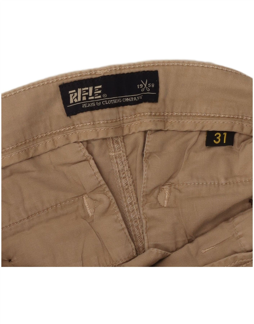 RIFLE Pantalones cargo ajustados para hombre W31 L30 Beige