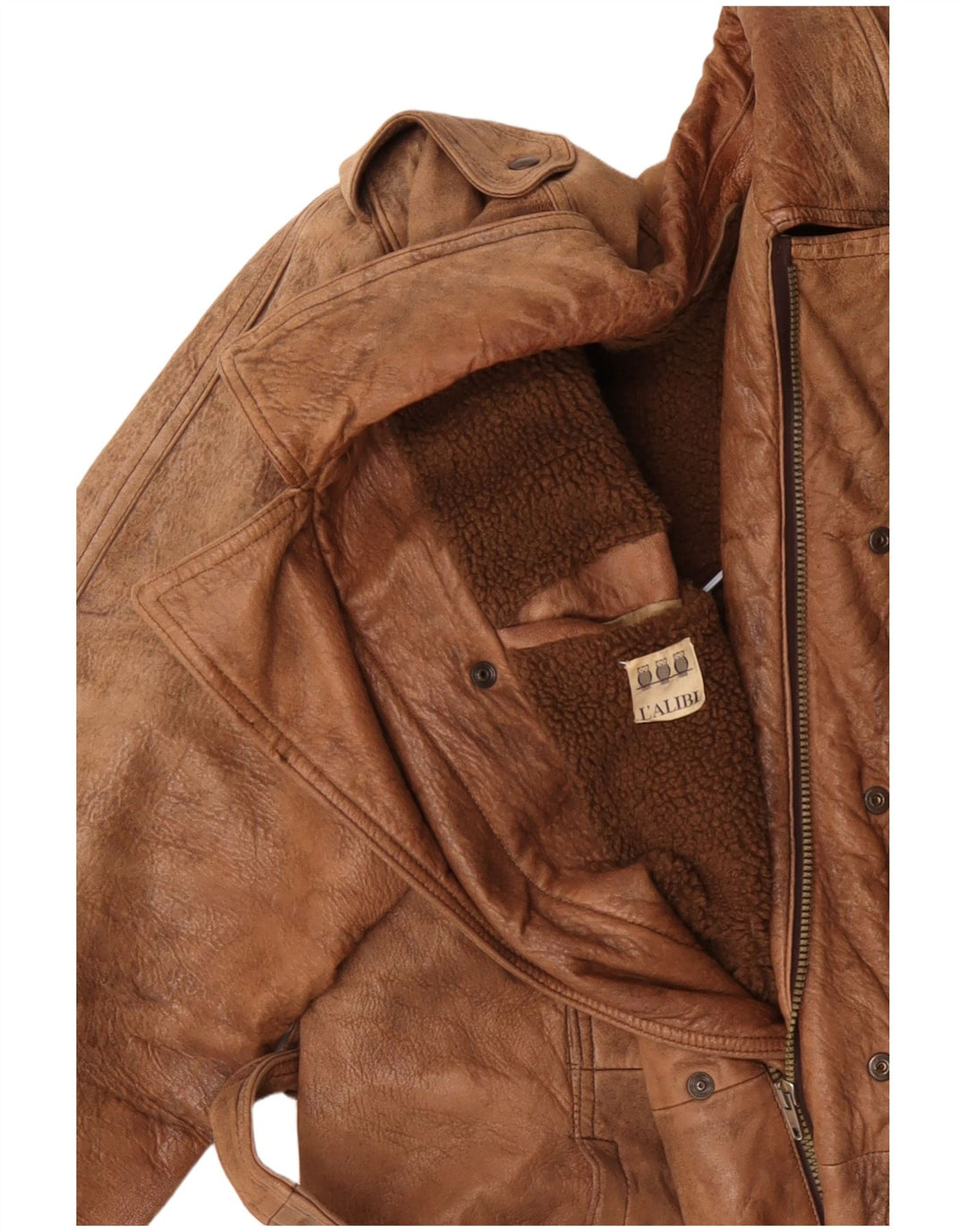 VINTAGE Chaqueta de cuero militar para hombre Reino Unido 42 XL Beige