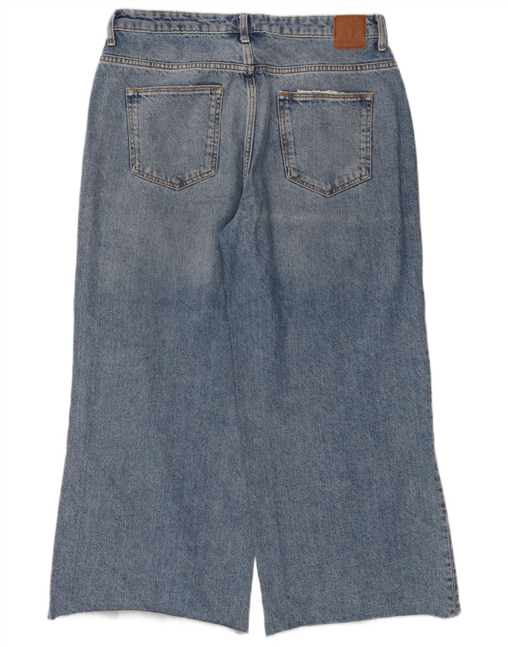 ZARA Vaqueros de pierna ancha desgastados para mujer EU 40 Medium W30 L25 Azul