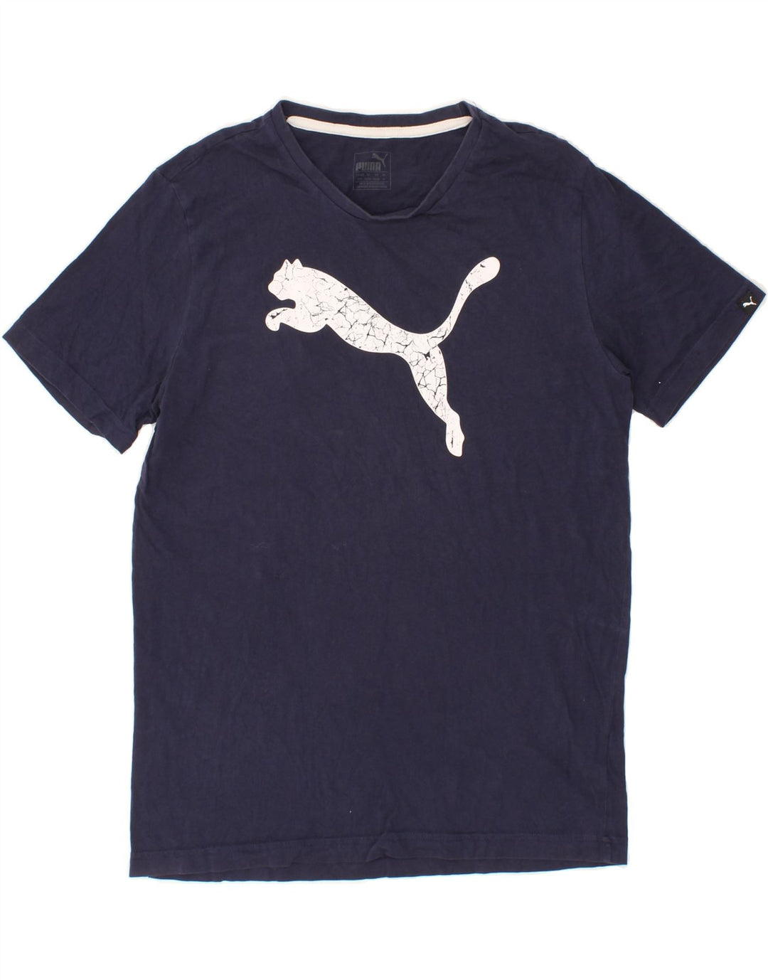 PUMA Mens Graphic T-Shirt Top Medium Navy Blue Cotton Vintage Puma and Second-Hand Puma from Messina Hembry 