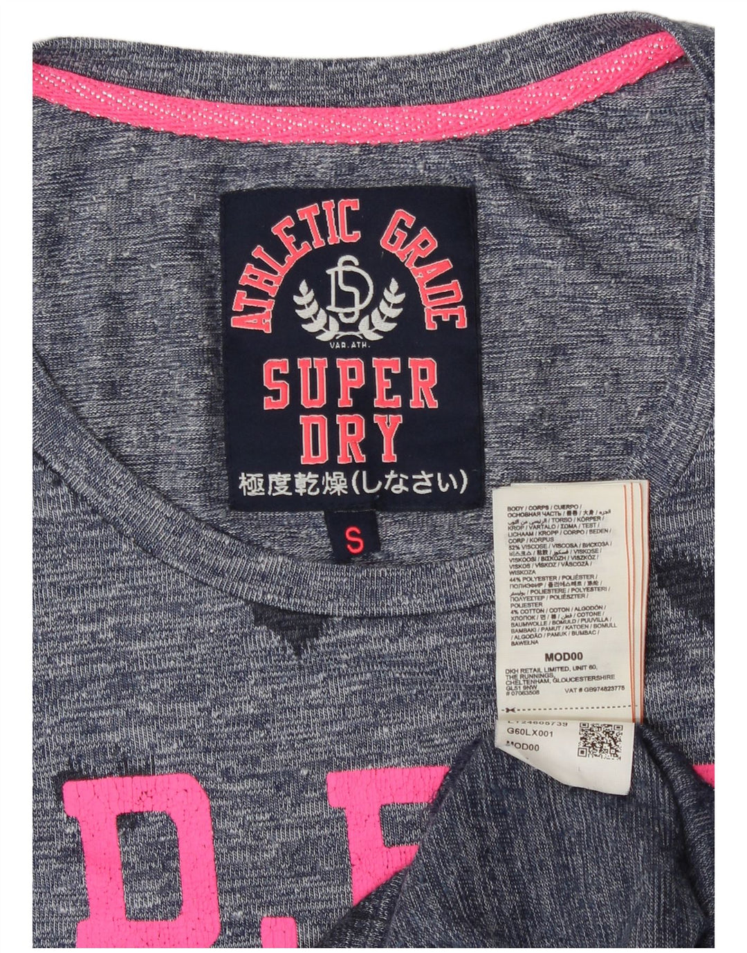 Superdry Mujer Top Gráfico Manga Larga UK 40 Small Azul Marino Spotted Love