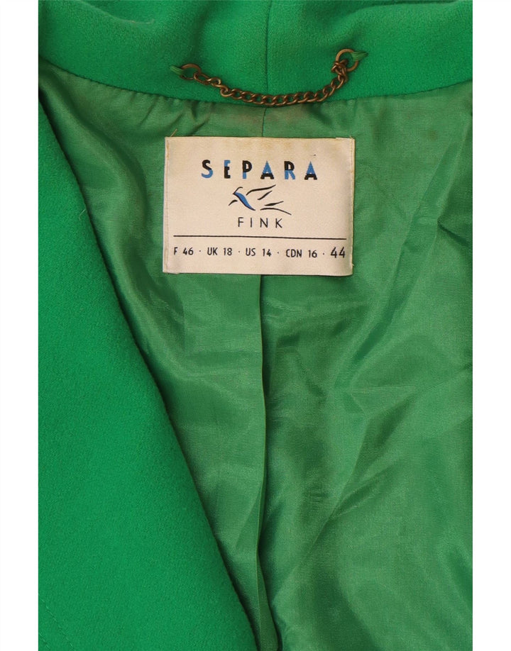 Separa Fink Chaqueta Blazer de 1 botón para Mujer UK 40 XL Lana Verde