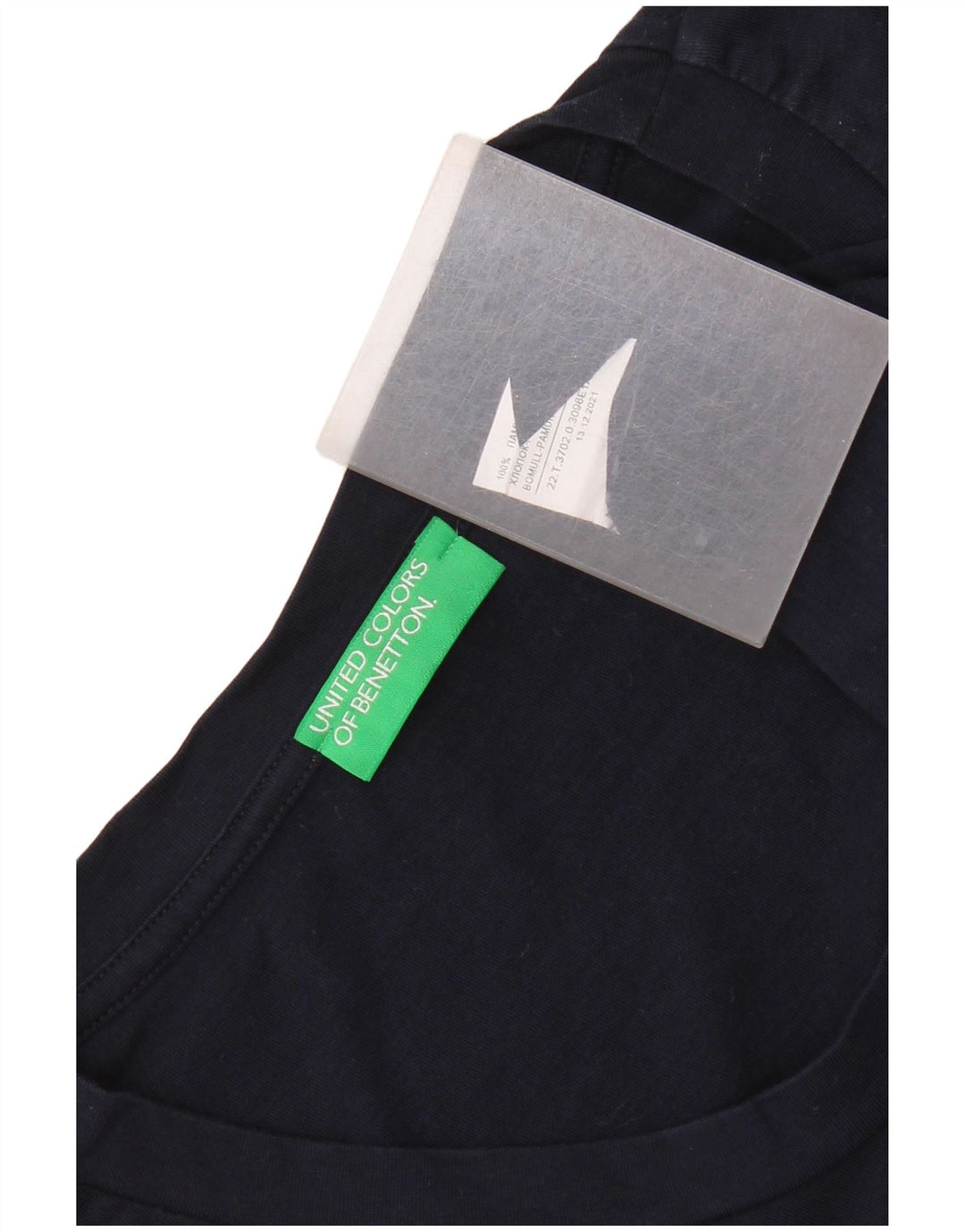 Benetton Camiseta Sin Mangas Mujer ES 40 Mediano Azul Marino Algodón