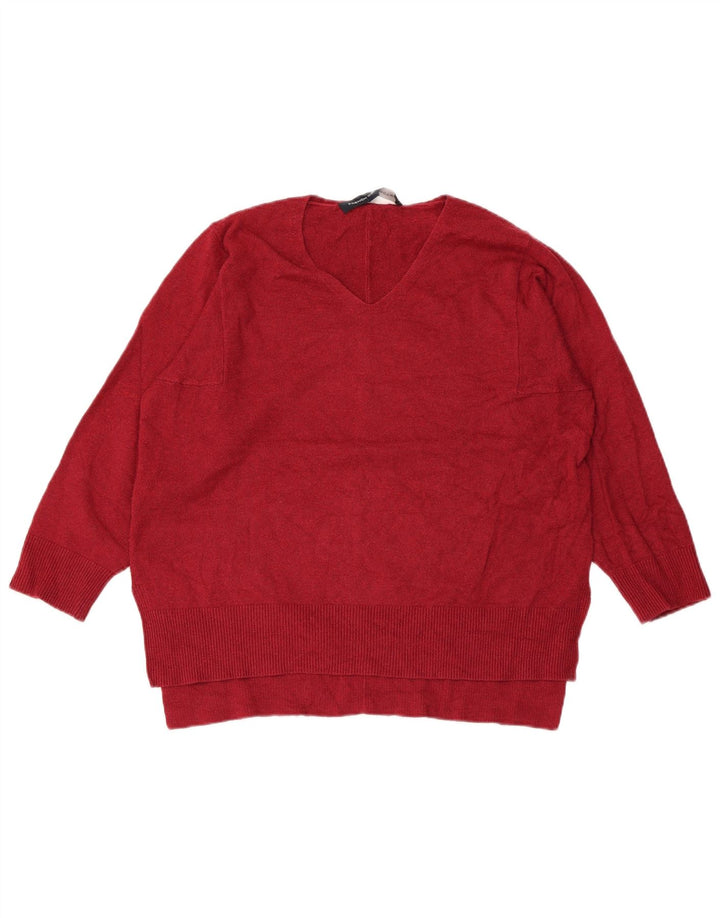 FRENCH CONNECTION Suéter tipo jersey con cuello en V para mujer UK 40 Small Borgoña