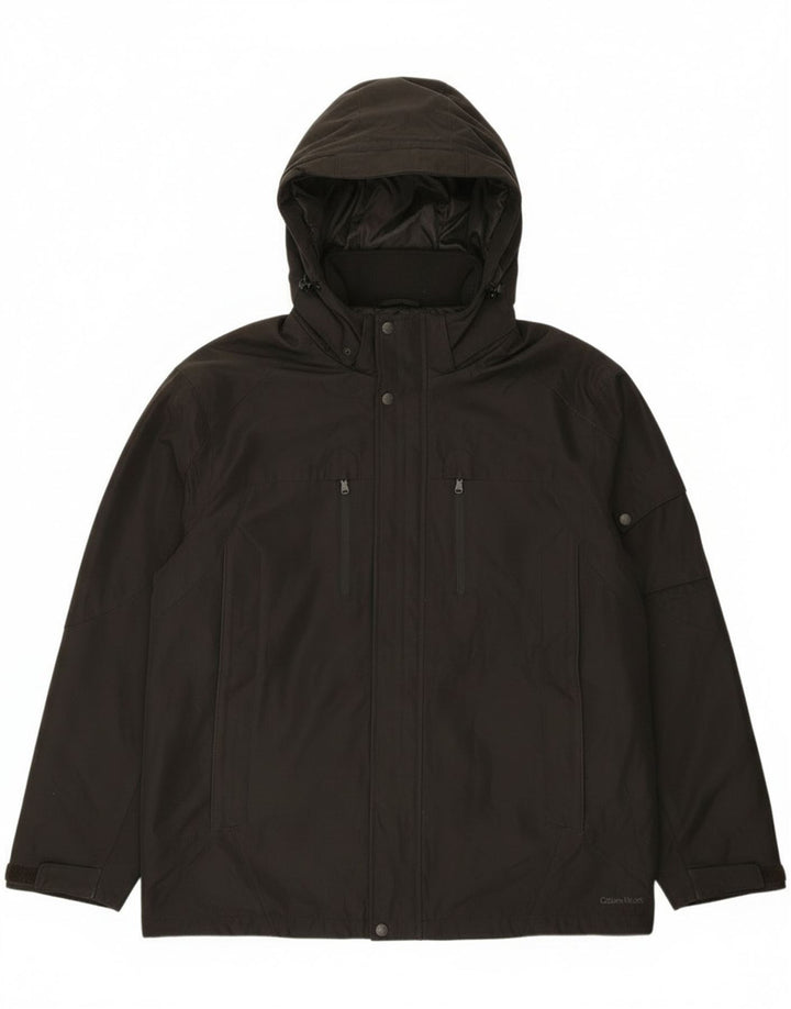 Calvin Klein Chaqueta cortavientos con capucha para hombre UK 40 Grande Poliéster negro