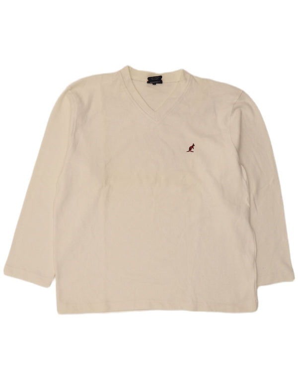 AUSTRALIAN L'ALPINA Jersey con cuello en V para hombre IT 56 2XL Algodón blanco