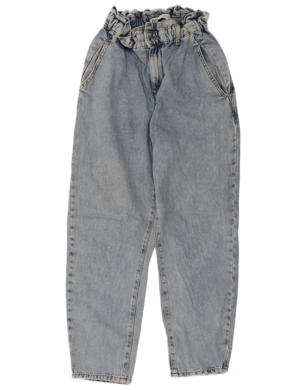 Zara Jeans Cónicos De Cintura Alta Para Mujer EU 34 2XS W24 L25 Algodón Azul