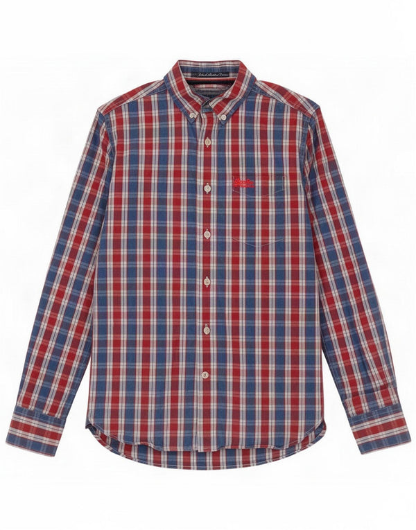 Camisa Superdry Hombre De Algodón A Cuadros Azul Pequeño