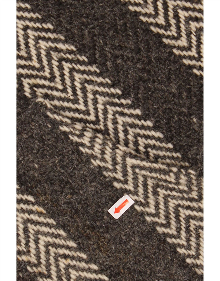 VINTAGE Hombres Polo Cuello Jersey Suéter XL Gris Chevron Azteca