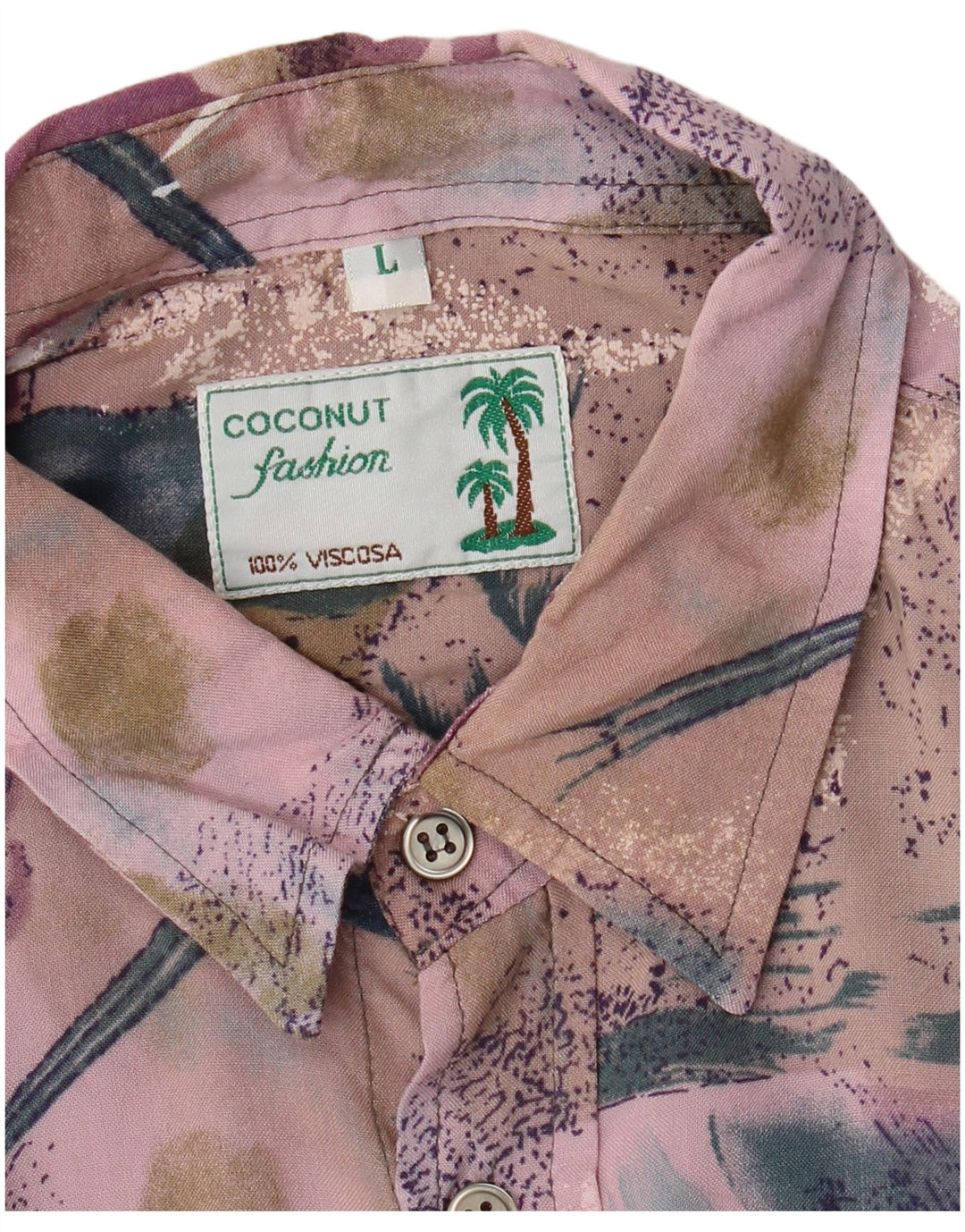 Camisa De Manga Corta Para Hombre Coconut Viscosa Patchwork Multicolor Grande