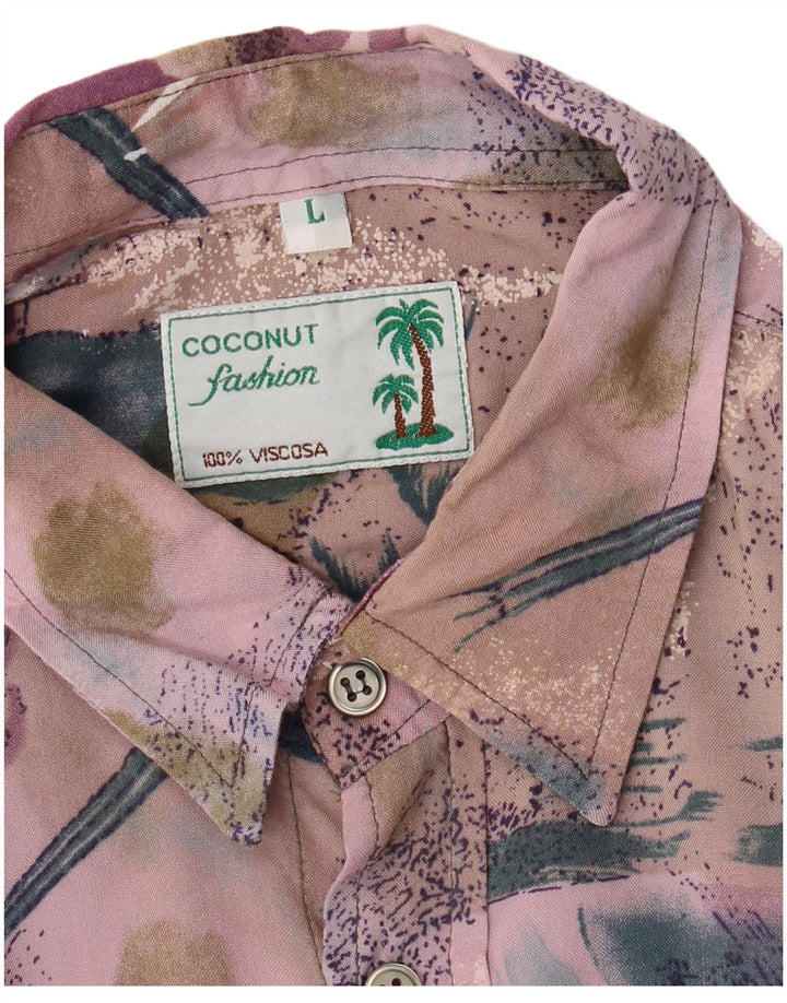 Camisa De Manga Corta Para Hombre Coconut Viscosa Patchwork Multicolor Grande