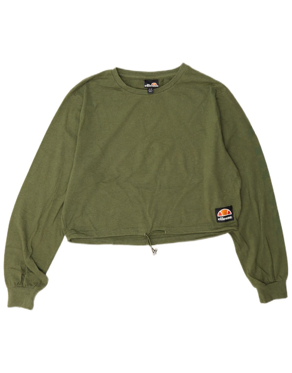 Ellesse Top corto para mujer de manga larga UK 42 Algodón verde medio