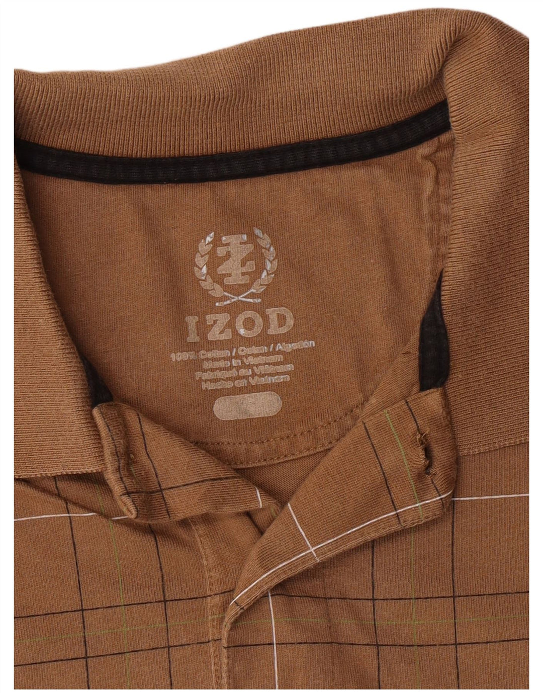Polo Izod Hombre Algodón Geométrico Marrón Medio