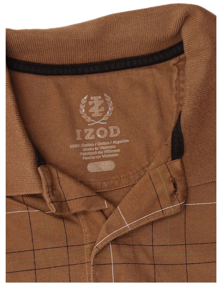 Polo Izod Hombre Algodón Geométrico Marrón Medio