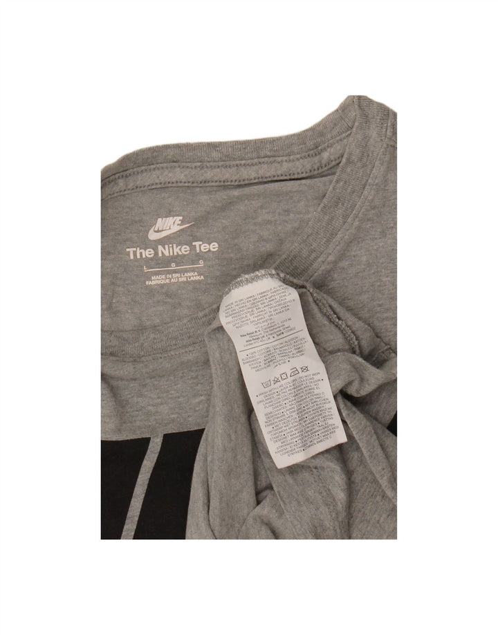 NIKE Mens Graphic T-Shirt Top Large Grey Cotton