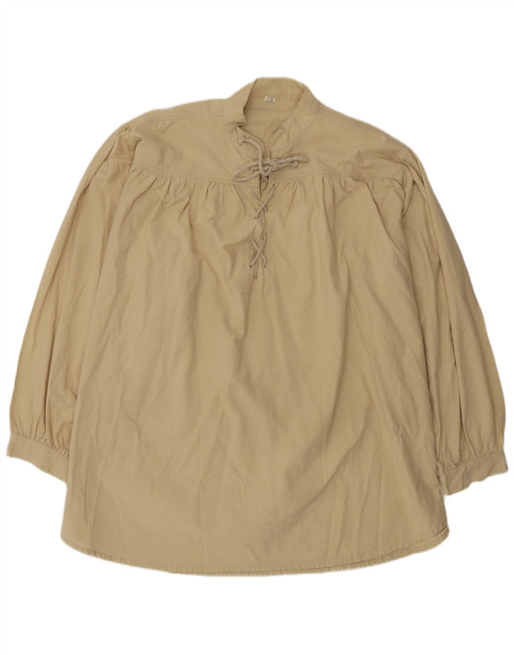 VINTAGE Camisa pullover para hombre XL Algodón verde Boho