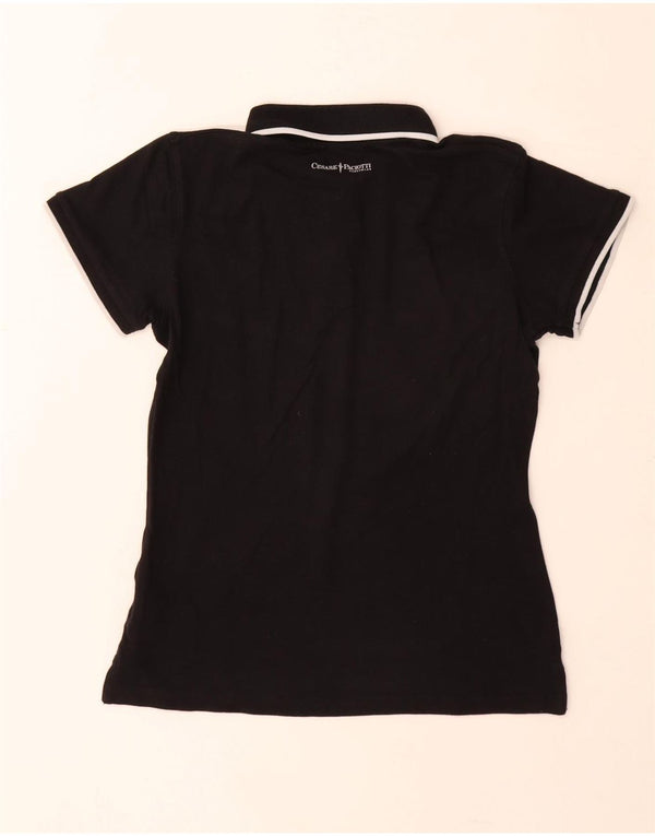 Cesare Paciotti Polo para mujer UK 12 Medium Negro Algodón