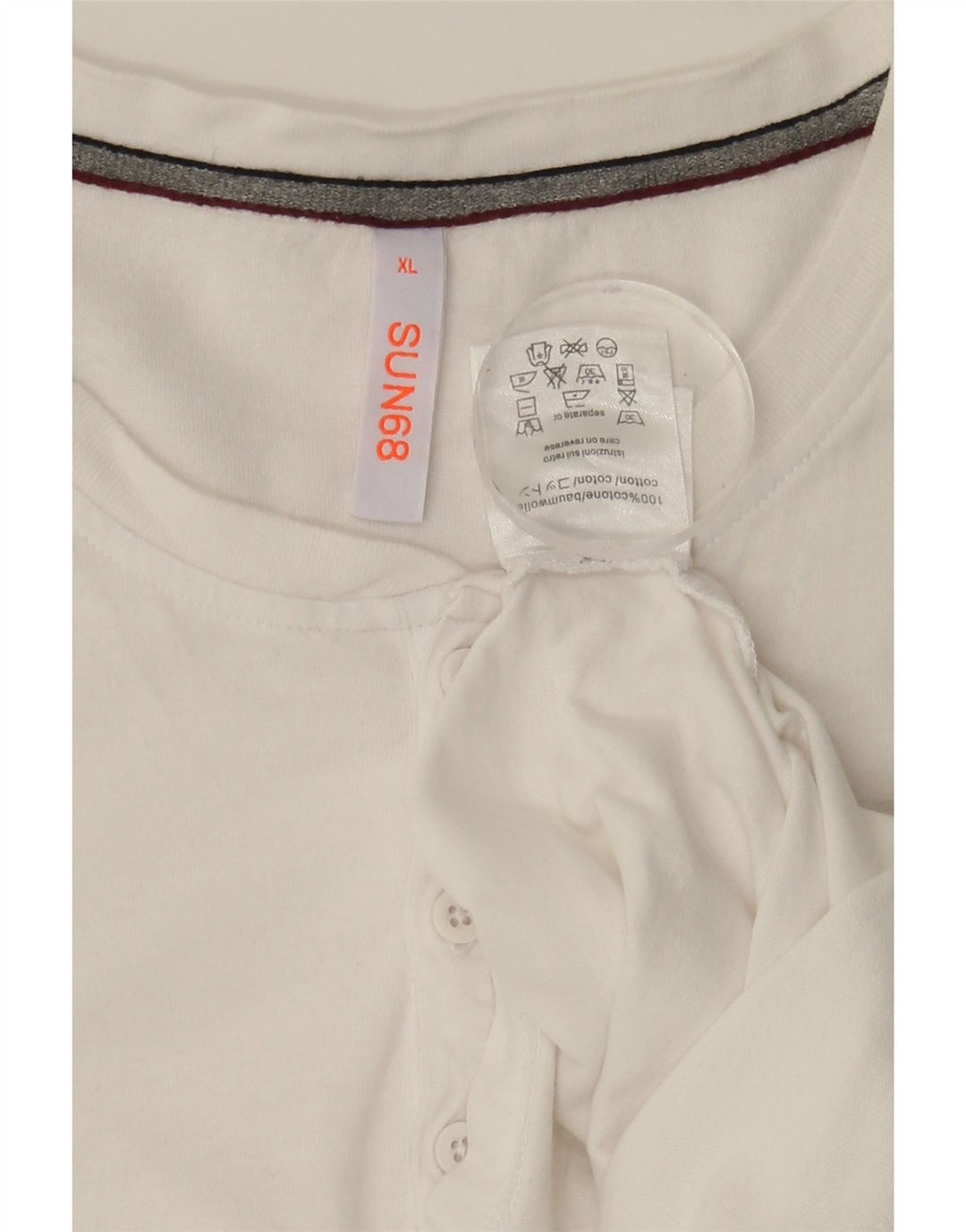 SUN68 Mens Top Long Sleeve XL White Cotton