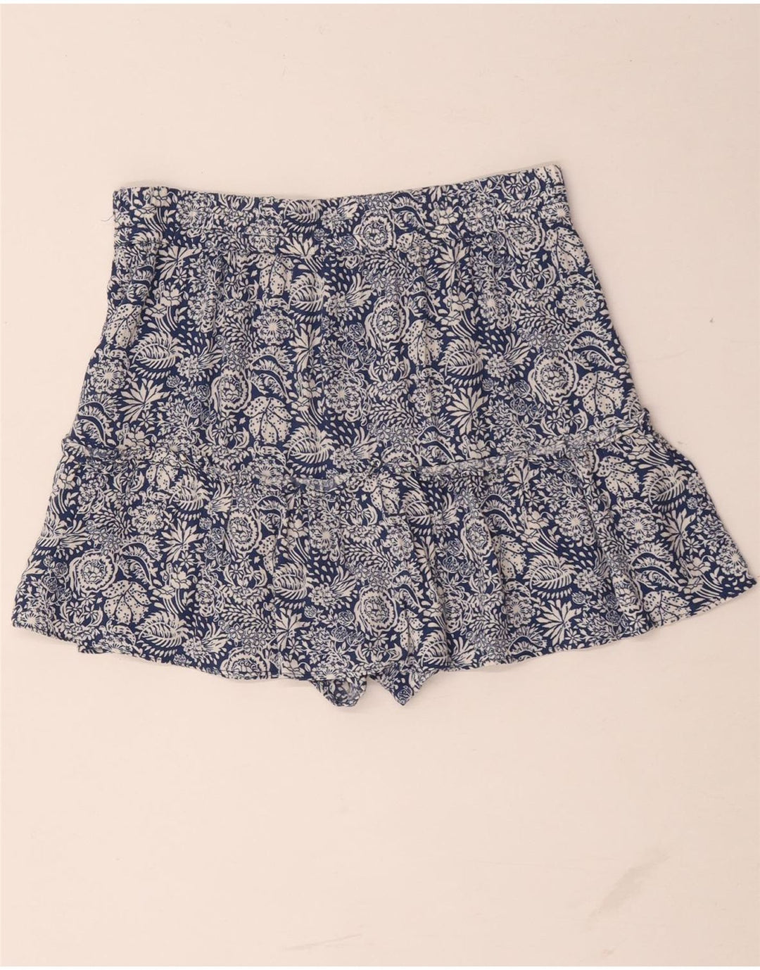 Zara Mujer Pantalones Cortos De Cintura Alta Mediano W28 Azul Floral