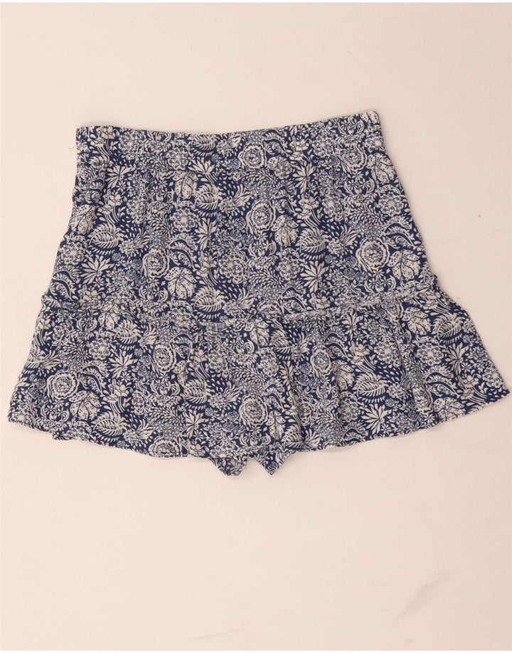 Zara Mujer Pantalones Cortos De Cintura Alta Mediano W28 Azul Floral