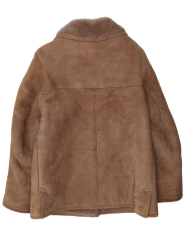 Vintage mujer chaqueta de piel de oveja de gran tamaño IT 36 XS piel de cordero marrón