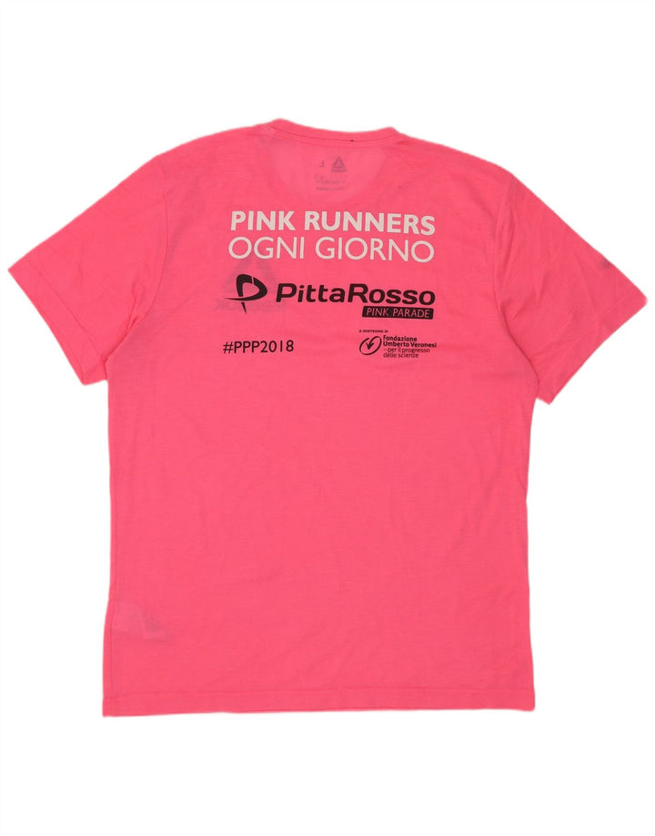 Reebok - Camiseta gráfica para hombre, talla grande, poliéster rosa