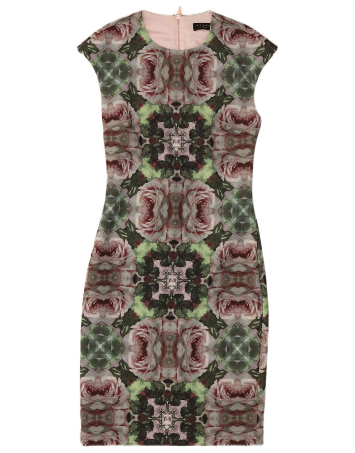 TED BAKER Vestido tubo para mujer Talla 2 Pequeño Poliéster floral multicolor