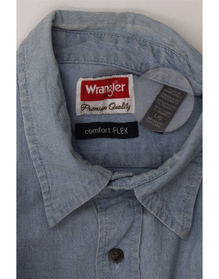 Wrangler Camisa Vaquera Para Hombre Algodón Azul Grande