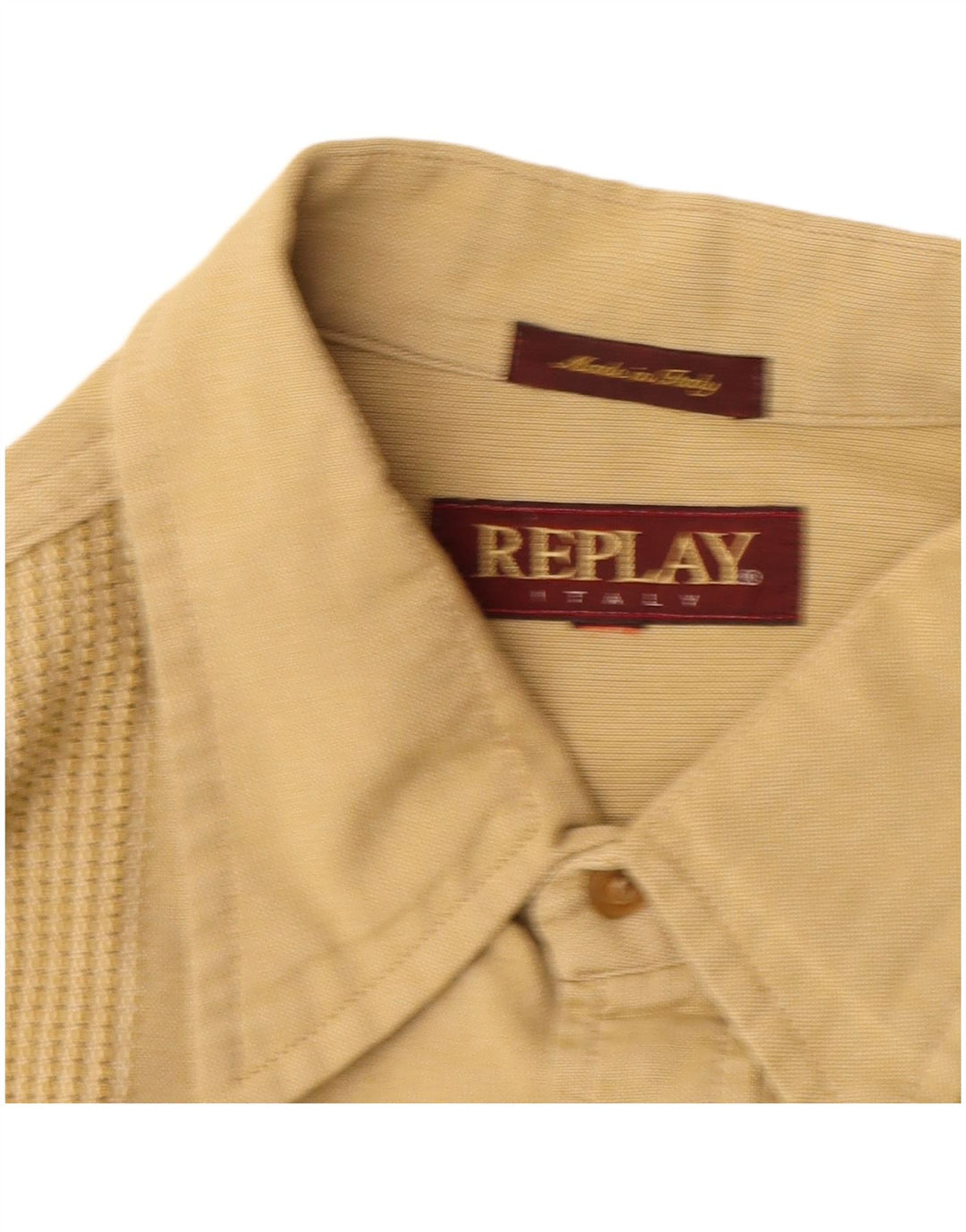 Camisa Replay Hombre Grande Algodón Amarillo