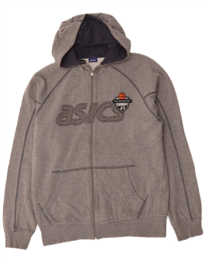Asics Hombre Graphic Zip Sudadera Con Capucha Suéter Grande Gris Algodón