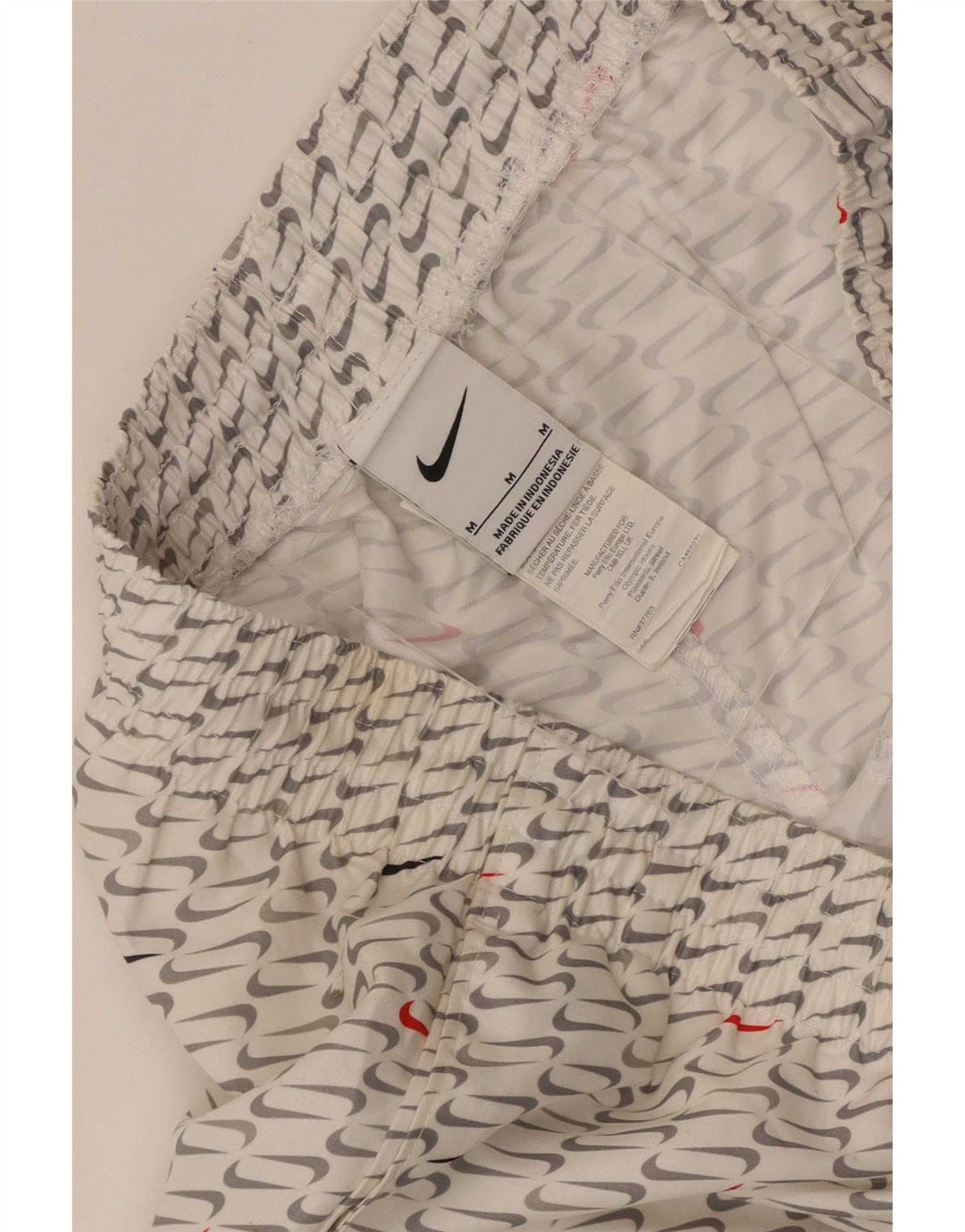 Nike Pantalones cortos deportivos con gráficos para hombre, poliéster blanco mediano