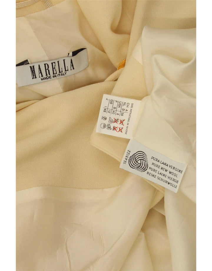 Marella Chaqueta tipo blazer de 1 botón para mujer UK 42 Lana virgen amarilla mediana