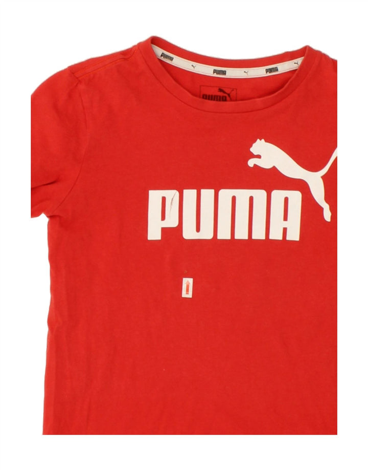 PUMA Boys Graphic T-Shirt Top 9-10 Medium Red Cotton Vintage Puma and Second-Hand Puma from Messina Hembry 