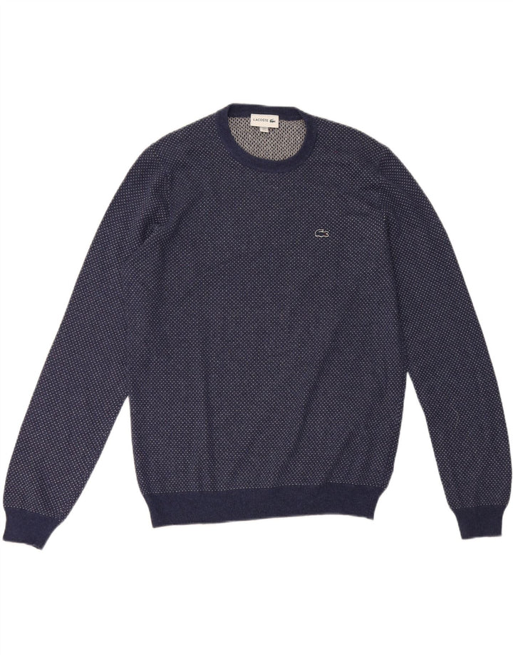 Lacoste Jersey de cuello redondo para hombre talla 5 grande lana azul marino