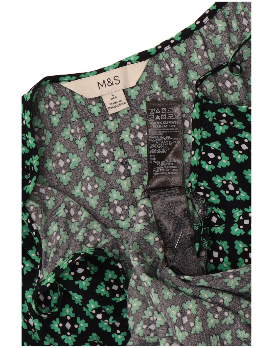 Marks & Spencer Vestido lencero para mujer UK 6 XS Viscosa a cuadros verdes