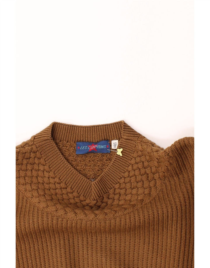 LES COPAINS Womens Crew Neck Jumper Sweater EU 42 Large Brown Wool Vintage Les Copains and Second-Hand Les Copains from Messina Hembry 