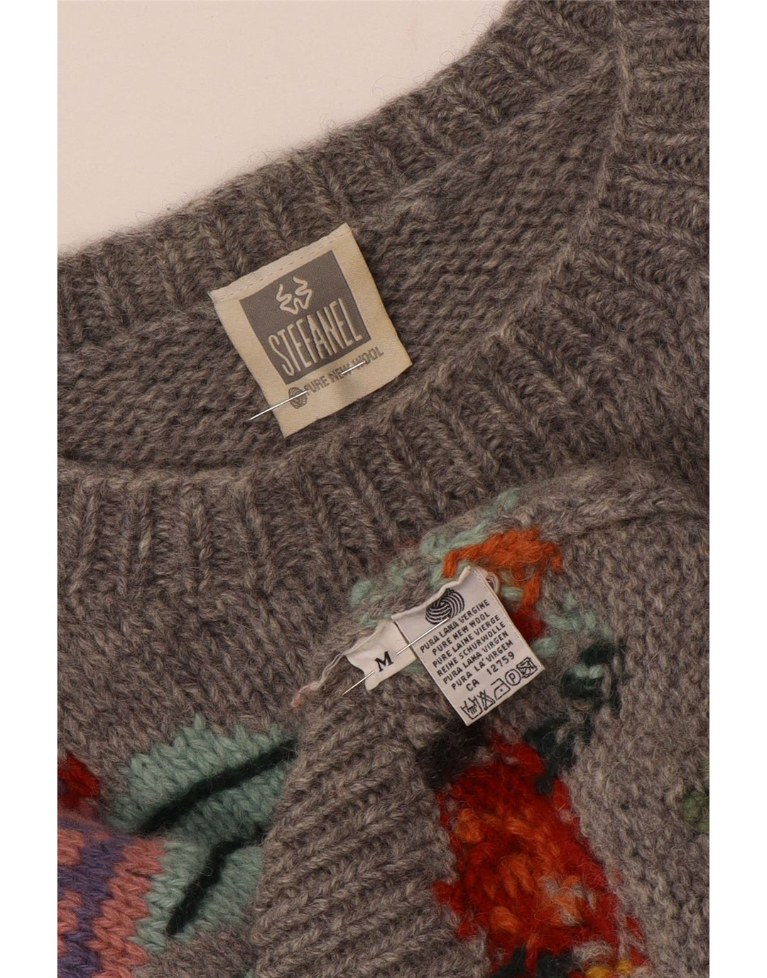 STEFANEL Suéter tipo jersey con cuello barco para mujer Reino Unido 44 Gris medio Floral