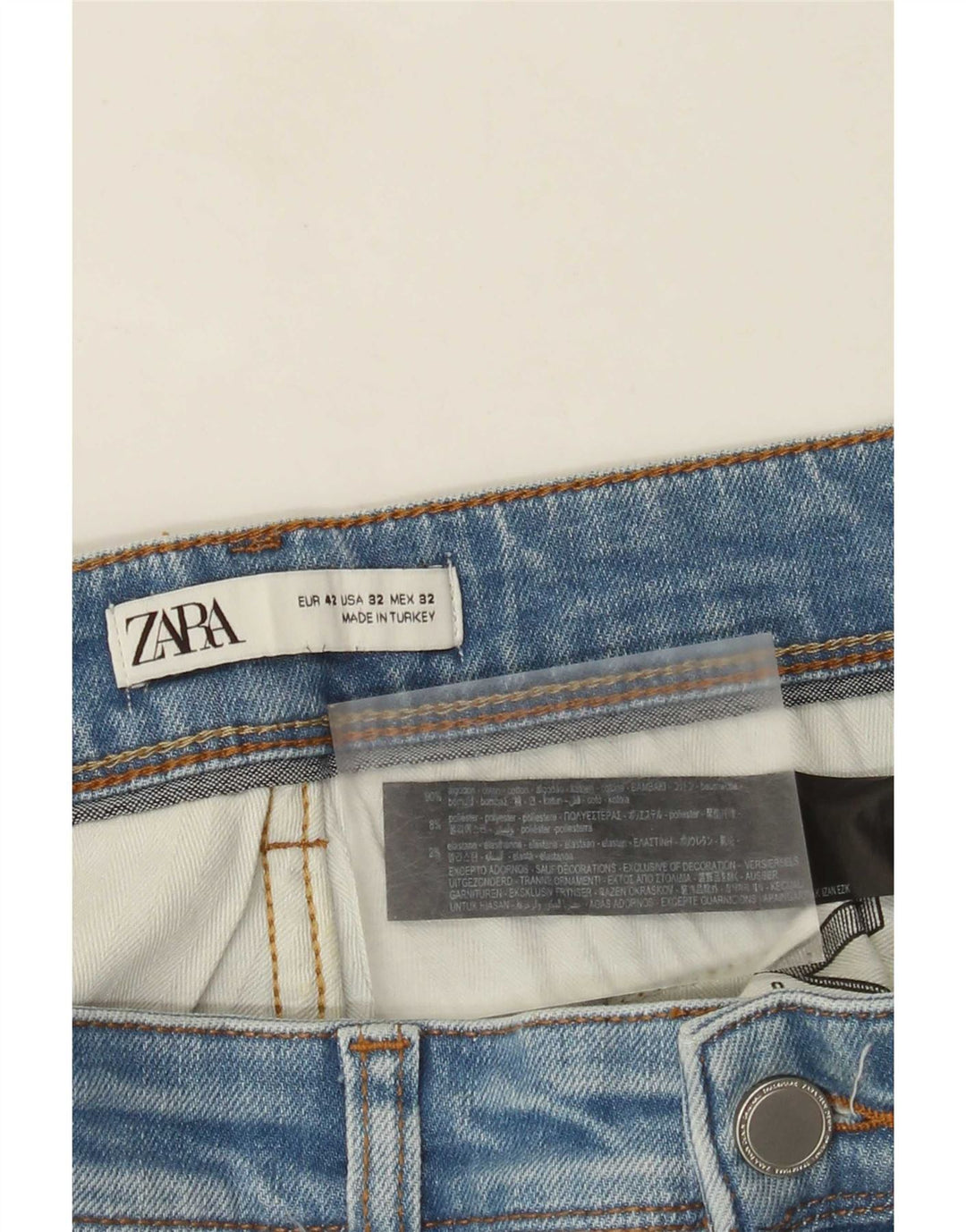 Zara Mens Slim Jeans EU 42 Large W32 L30 Algodón Azul