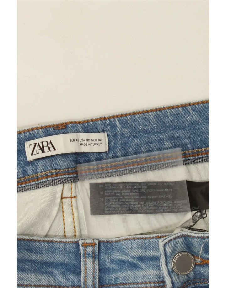Zara Mens Slim Jeans EU 42 Large W32 L30 Algodón Azul